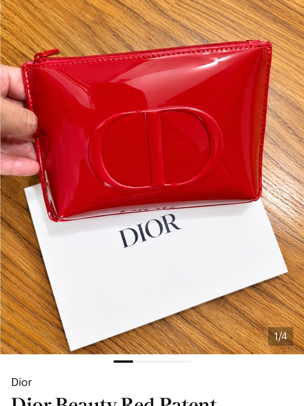 🆕💄Dior - Red Patent CD Logo Cosmetic Pouch